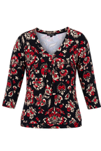 Afbeelding in Gallery-weergave laden, Femke - Mi Piace - Travelstof Shirt - Ornametal Flowers Print Samba - 202914