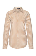 Afbeelding in Gallery-weergave laden, Betty - Mi Piace - Travelstof Blouse - Streep Print Mocca Kit