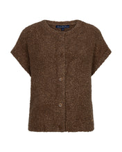 Afbeelding in Gallery-weergave laden, Sleeveless Knit Boucle - Red Button - Gilet - Mud - SRB5074