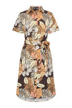 Afbeelding in Gallery-weergave laden, Belle - Mi Piace - Travelstof Jurk - Botanical Print Espresso - 202079