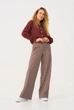 Afbeelding in Gallery-weergave laden, Diede - Mi Piace - Travelstof Broek - Small Stripe Print Mahogany - 202884