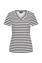 Afbeelding in Gallery-weergave laden, Meike - Mi Piace - Travelstof Shirt - Stripe Dark Blue/Off White - 202080