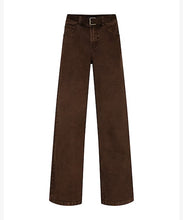 Afbeelding in Gallery-weergave laden, Colette &amp; Belt - Red Button - Broek - Washed Twill Color Coffee - SRB5080