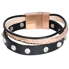 Afbeelding in Gallery-weergave laden, Armband Leather Zirconia Steel Rosé Armband iXXXi 17 AAAndacht
