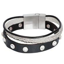 Afbeelding in Gallery-weergave laden, Armband Leather Zirconia Steel Zilver Armband iXXXi 17 AAAndacht
