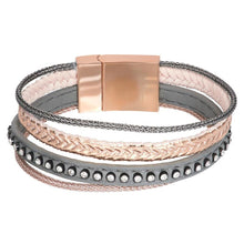 Afbeelding in Gallery-weergave laden, Armband Leather Small Zirconia Steel Rosé Armband iXXXi AAAndacht
